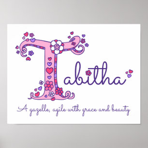 T monogram art Tabitha girls name meaning poster