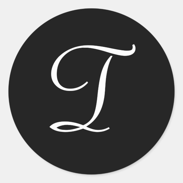 T Monogram Black White Wedding Stickers (Front)