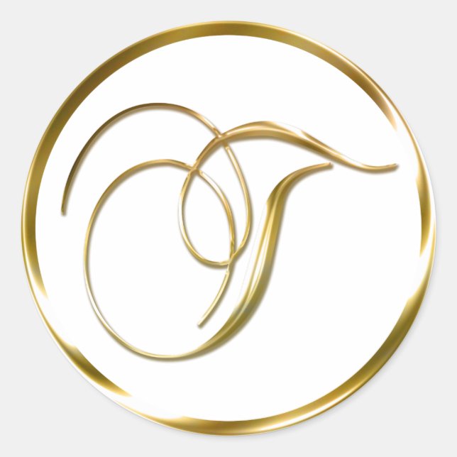 T Monogram Faux Gold Envelope Or Favour Seal (Front)