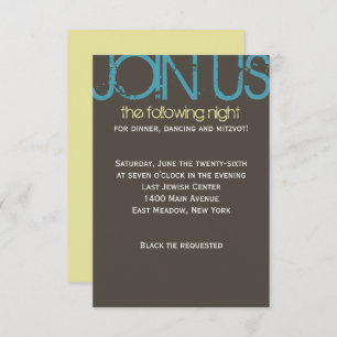 T Monogram Initial Bar Bat Mitzvah Party Card