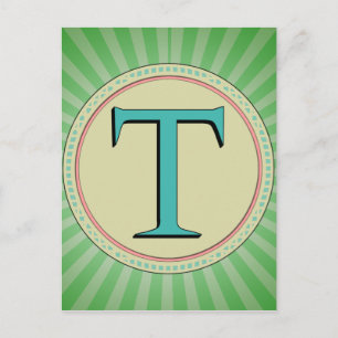 T MONOGRAM LETTER POSTCARD