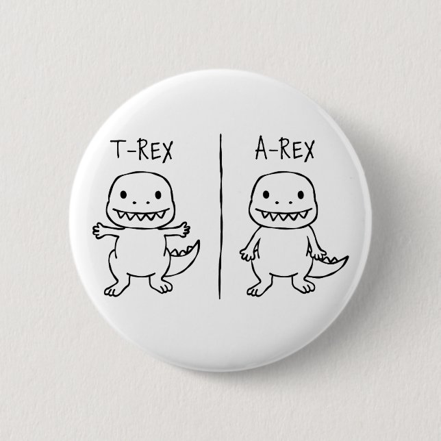 T-Pose T-Rex Sketch 6 Cm Round Badge (Front)