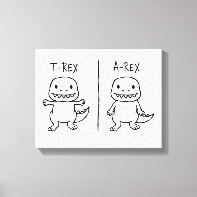 T-Pose T-Rex Sketch Canvas Print (Front)