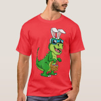 T Re Easter Bunny With Eggs Basket Funny Dinosaur 