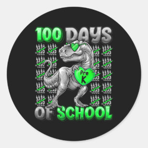 T-rex 100 Days Of School Pre-k 100 Days Smarter Bo Classic Round Sticker