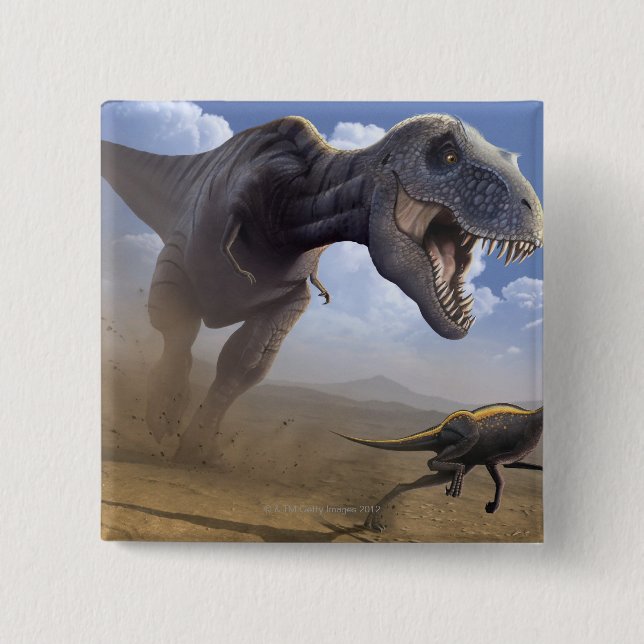 T Rex 15 Cm Square Badge (Front)