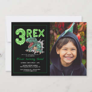 T-Rex "3 Rex"   Dinosaur Birthday Party Photo