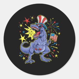 T-rex 4th Of July Celebrating Independence Day  Classic Round Sticker