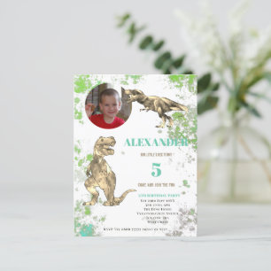 T rex 5th Birthday Party Tyrannosaurus Photo Invitation Postcard