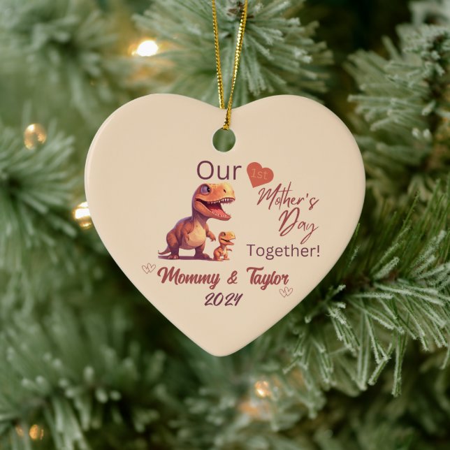  T-Rex and baby, Our First Mother'sDay Together Ceramic Tree Decoration (Tree)