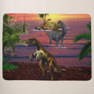 T-REX and BRONTASOURUS Sherpa Blanket