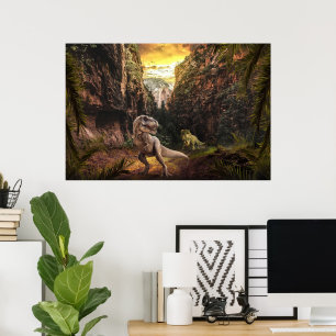 T-Rex and Triceratops Poster