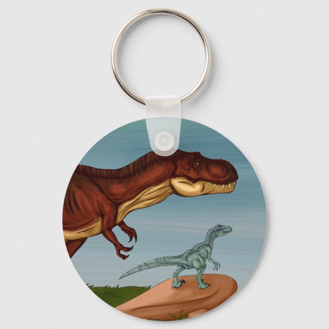 T-Rex and Velociraptor Key Ring (Front)