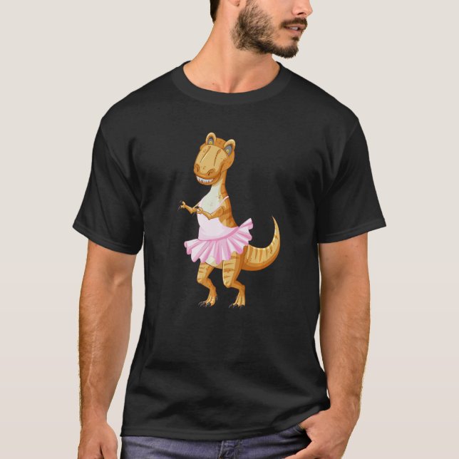 T Rex Artistic Ballet Ballerina Pointe Barr Graphi T-Shirt (Front)