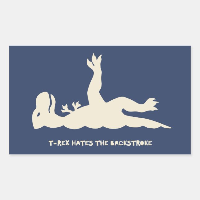T-Rex Backstroke Rectangular Sticker (Front)