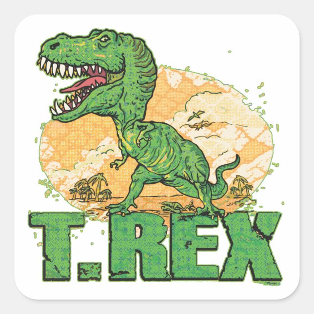 T Rex Big Dot Square Sticker (Front)