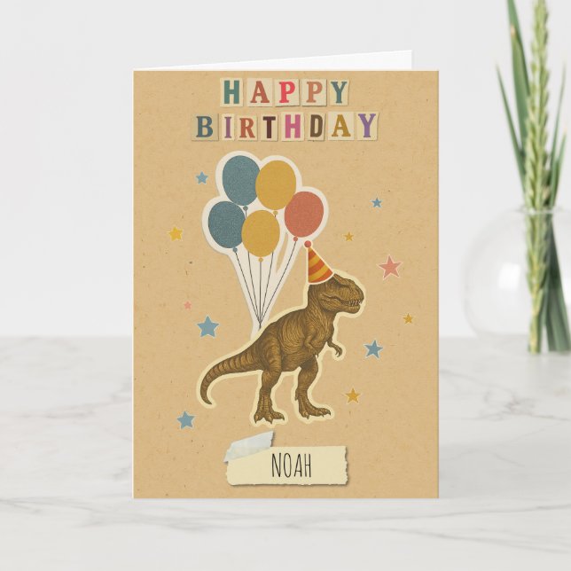 T-Rex Birthday Card – Personalised Name (Front)