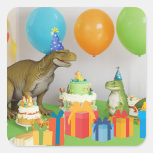 T-rex Birthday Party Square Sticker