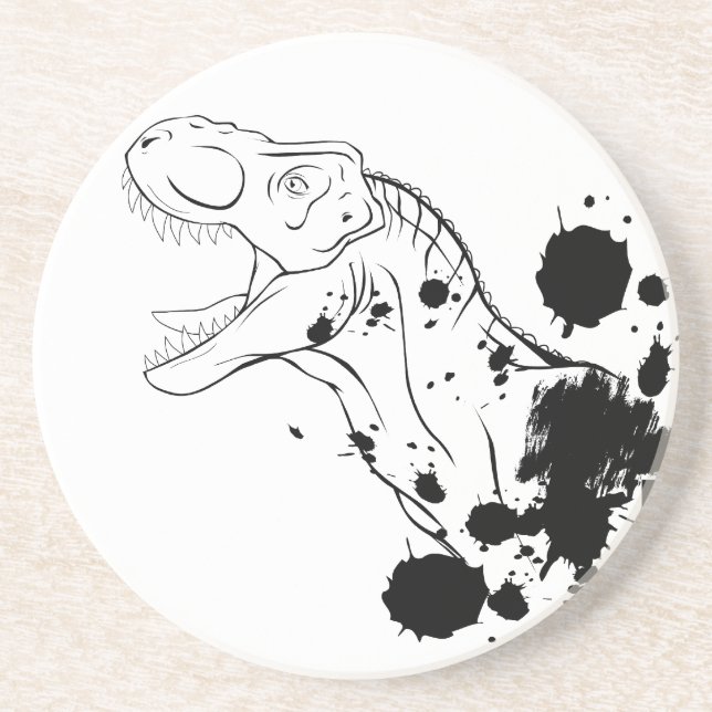 T-Rex (Black and White) Coaster (Front)