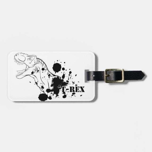 T-Rex (Black and White) Luggage Tag (Front Horizontal)