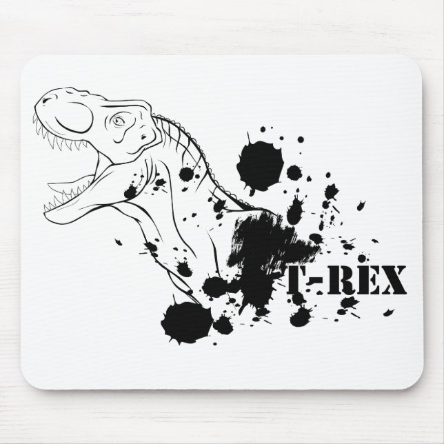 T-Rex (Black and White) Mouse Mat (Front)