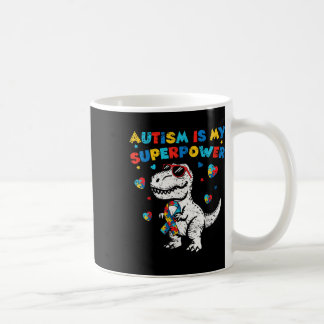 T-rex Blue Autism Awareness Is My Superpower Kids Coffee Mug