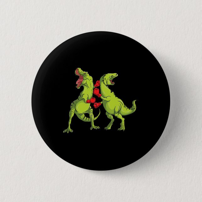 T-rex Boxing  6 Cm Round Badge (Front)
