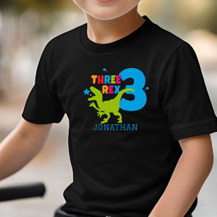 T Rex Boys Cute 3rd Birthday Personalised Name Toddler T-Shirt