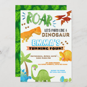 T-Rex Boy's Dinosaur Kids Birthday Invitation