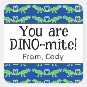 T Rex Boys Dinosaur Valentines Day Square Sticker