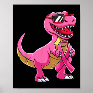 T Rex Breast Cancer Awareness Pink Ribbon Boys  Poster