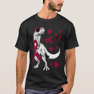 T Rex & Burgundy Ribbon Multiple Myeloma Awareness T-Shirt