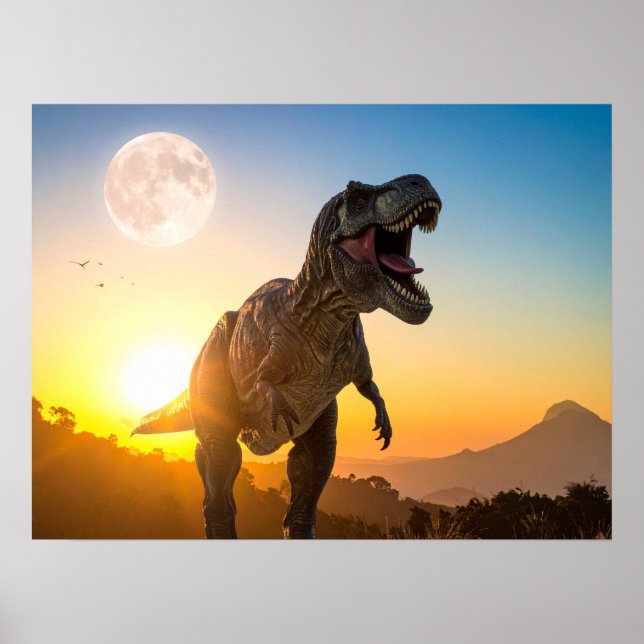 T-Rex Canvas Wall Art – Roaring Dinosaur Decor (Front)