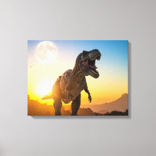 T-Rex Canvas Wall Art – Roaring Dinosaur Decor