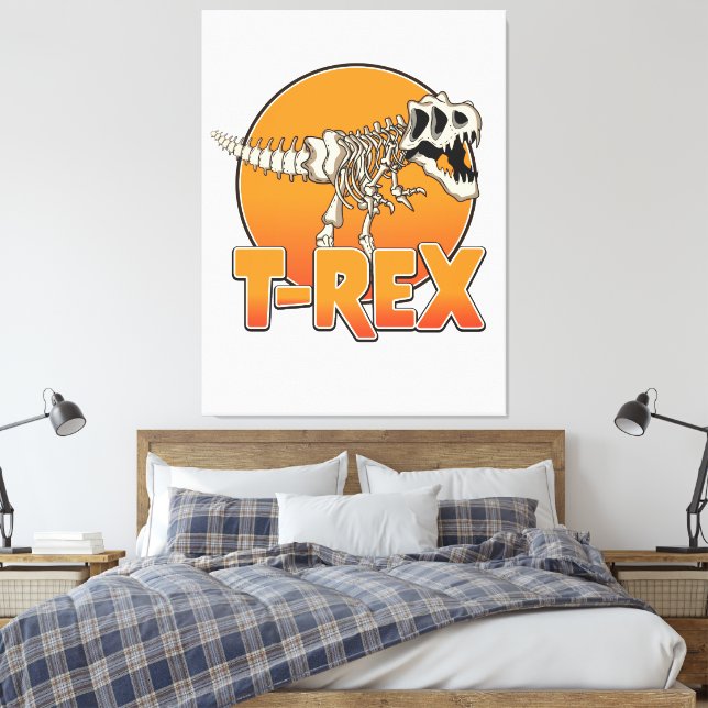 T-REX cartoon logo Canvas Print (Insitu(Bedroom))