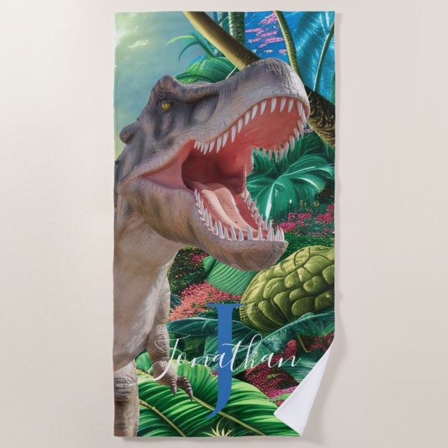 T Rex Children Jurassic  Beach Towel (Front)