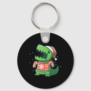 T-Rex Christmas Fun Dinosaur Ugly saurus Key Ring