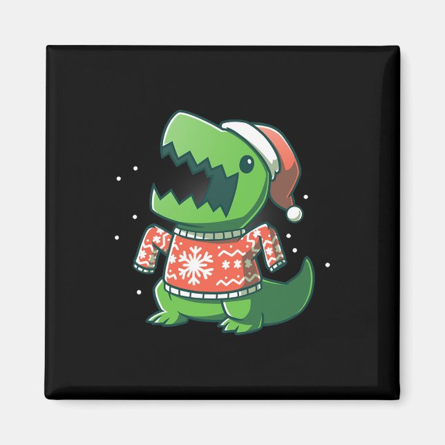 T-rex Christmas Fun Dinosaur Ugly Saurus  Magnet (Front)