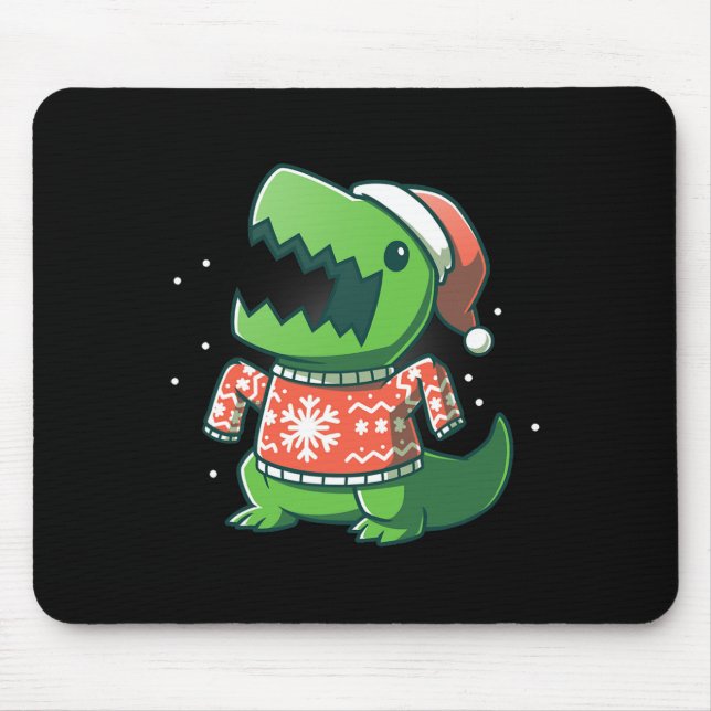 T-rex Christmas Fun Dinosaur Ugly Saurus  Mouse Mat (Front)