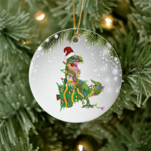 T-Rex Christmas Gift For T-Rex Lover Adult Kid Ceramic Tree Decoration