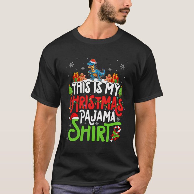 T Rex Christmas Pajama Shirt - T Rex Lover (Front)