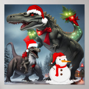 T-Rex Christmas Poster