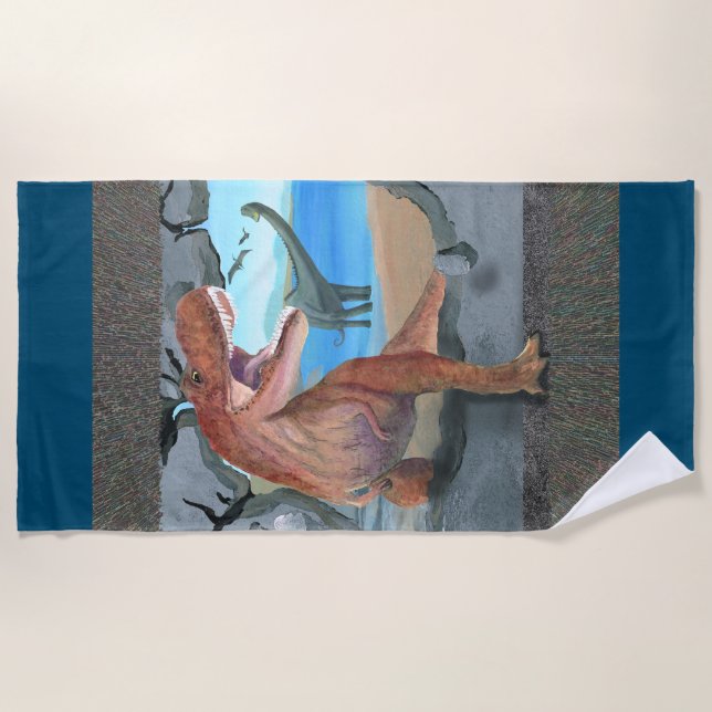 T-Rex Coming Through Dimensions! Beach Towel (Front)