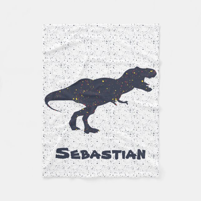 T-Rex Custom Name Fleece Blanket, Small Blanket (Front)