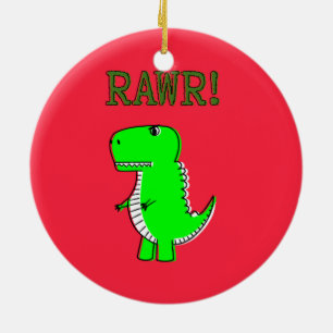 T Rex Cute Dino Red Christmas Ceramic Tree Decoration