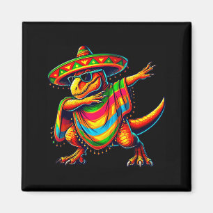 T-rex dabbing cinco de mayo mexican dinosaur dino magnet