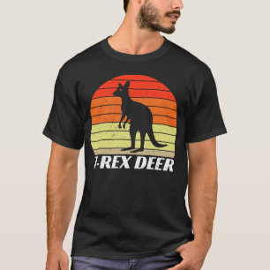 T-Rex Deer Tyrannosaurus Kangaroo - Retro Sunset T-Shirt