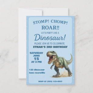 T-Rex Dino Birthday Party Invite for Boys
