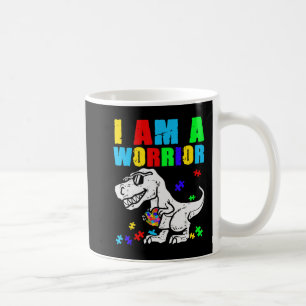 T Rex Dino I Am A Warrior Autism Autism Awareness Coffee Mug