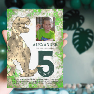 T-Rex Dinosaur 5th Birthday Party Invitation